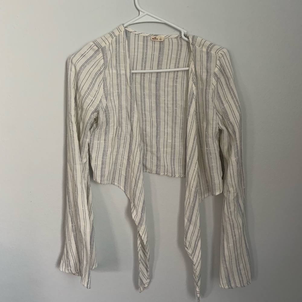 Hollister Blue White Striped TieUp Crop Top Size-S